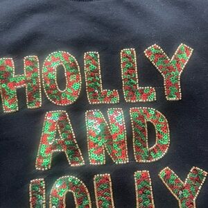 NWT Philosophy Black Sweater | Beaded and Sequined 'Holly and Jolly' Design